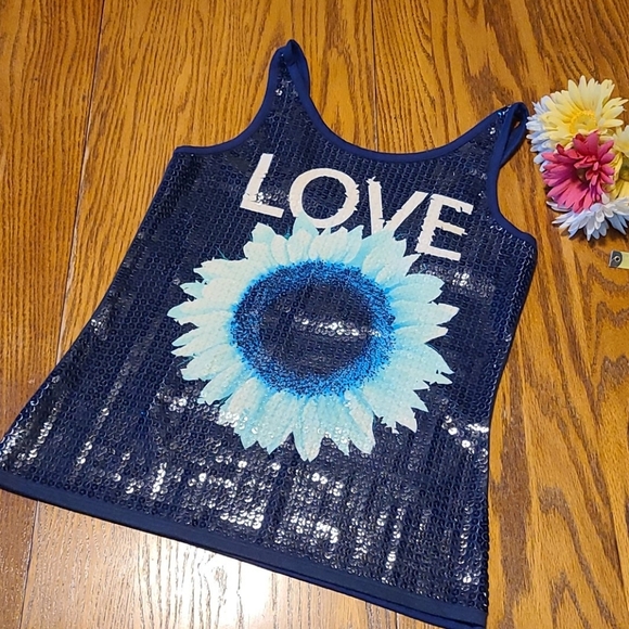 Justice LOVE Sequined Tank Top - Girl's 16 - Picture 1 of 6
